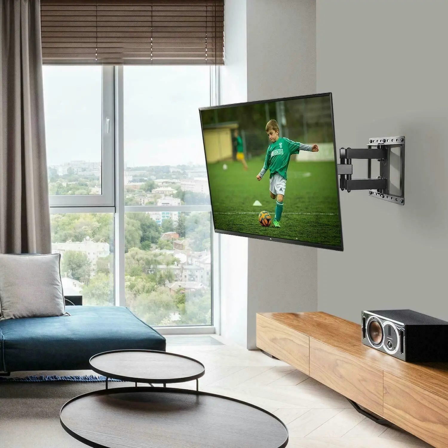 Fin Full Motion Tv Wall Mount Tilt Bracket Swivel For Samsung Lg Sony Tcl 32-85 Inch