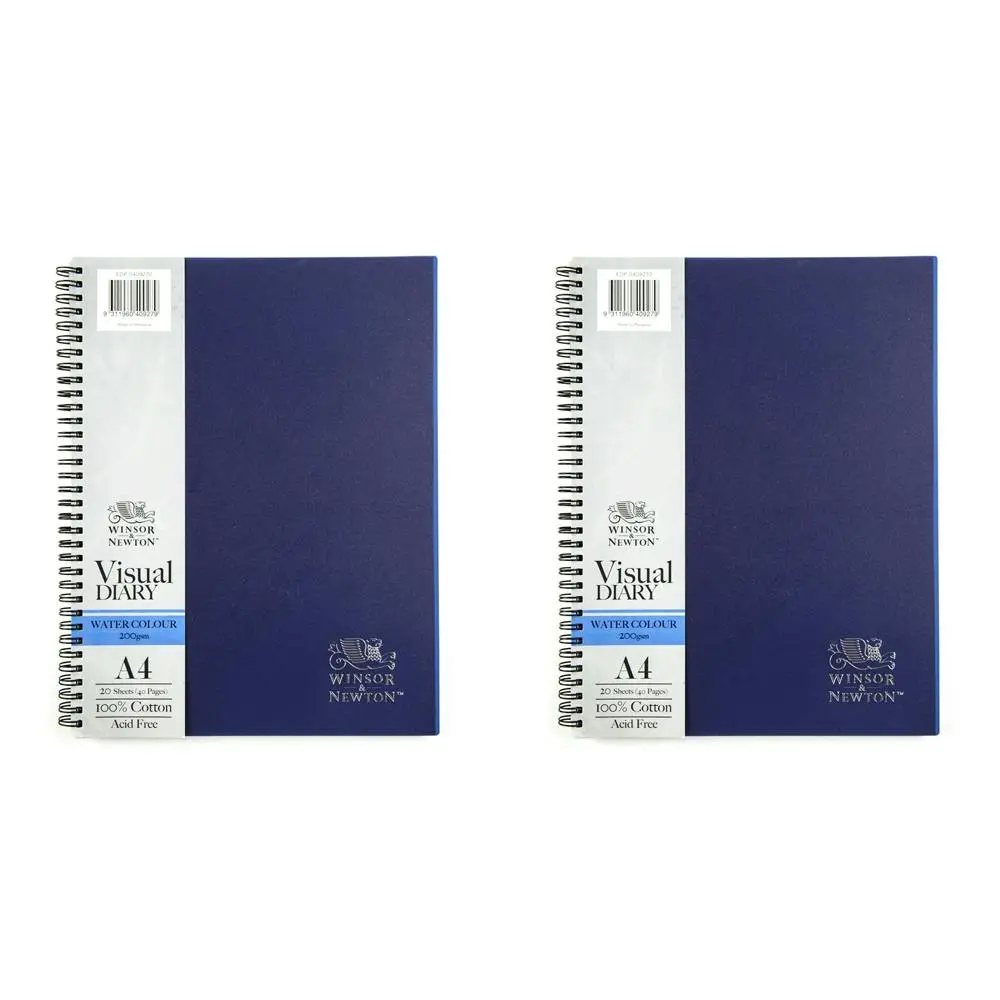 2x Winsor And Newton Double Wire Water Colour Visual Diary 20 Sheets A4 200gsm - Office
