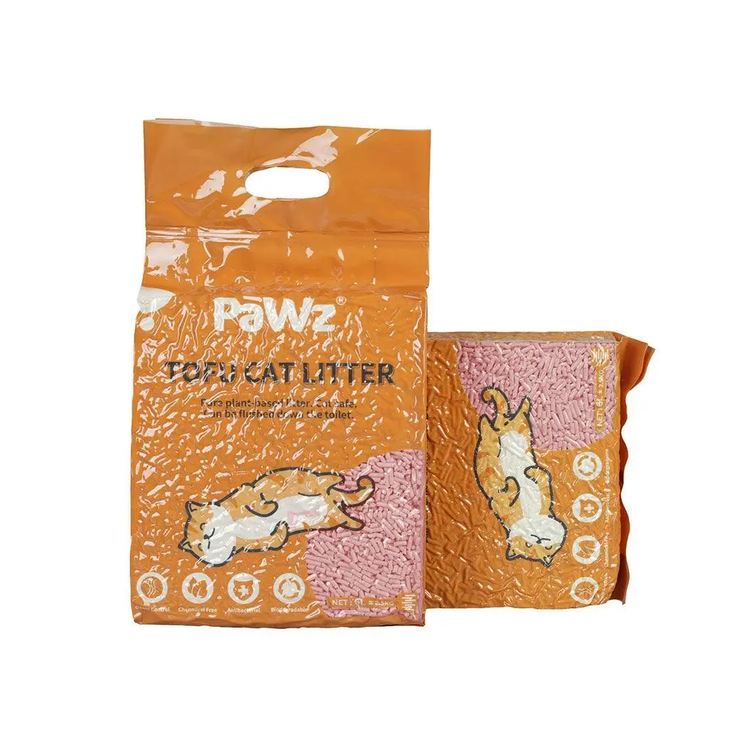 Pawz 2.5kg Tofu Cat Litter Clumping Flushable Super Absorbent Watermelon x12 - Pets