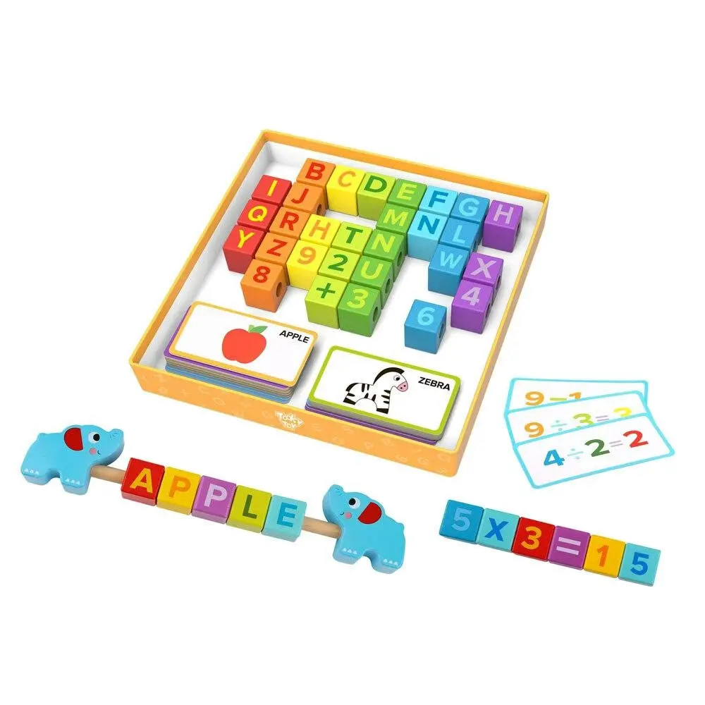 40pc Tooky Learning Wooden Building Blocks/Letters/Numbers Kids Educational Toy - Toys & Games
