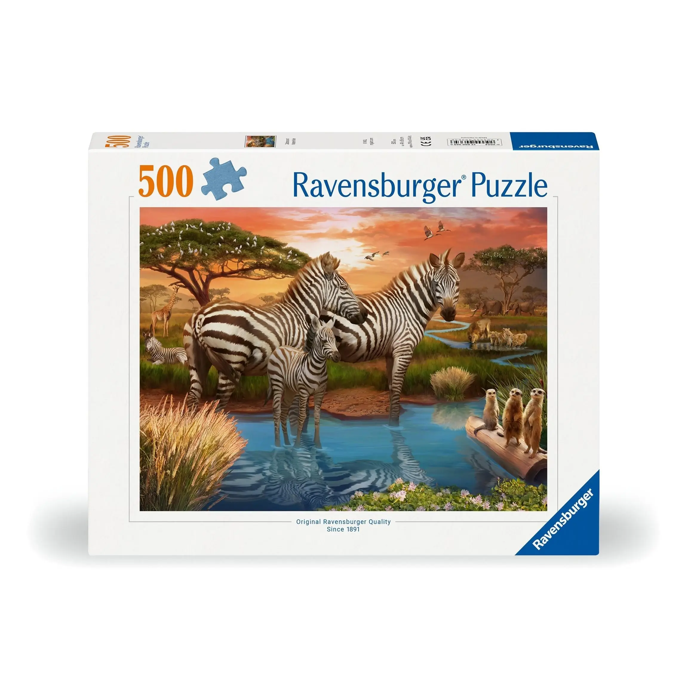 500pc Zebras at Waterhole Puzzle - Toys & Games