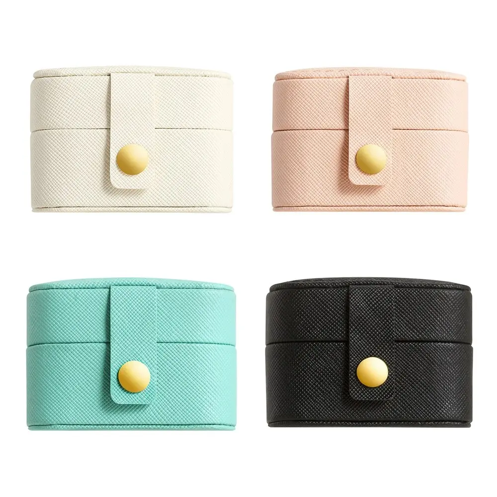 4Pcs Portable Mini Jewelry Box Travel Earrings PU Leather Jewelry Storage Case - Jewellery