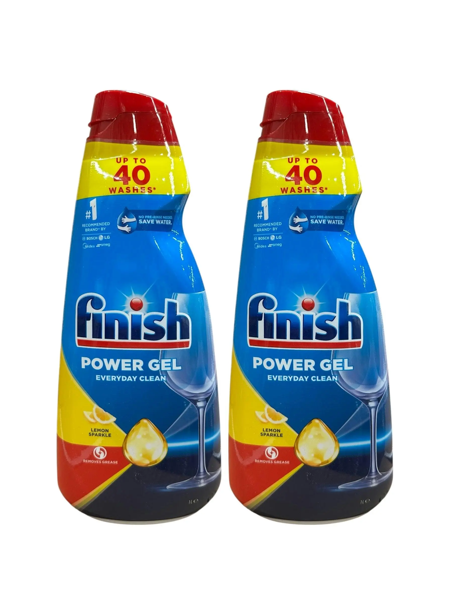 2 x Finish Power Dishwashing Gel Lemon 1L - Home & Garden