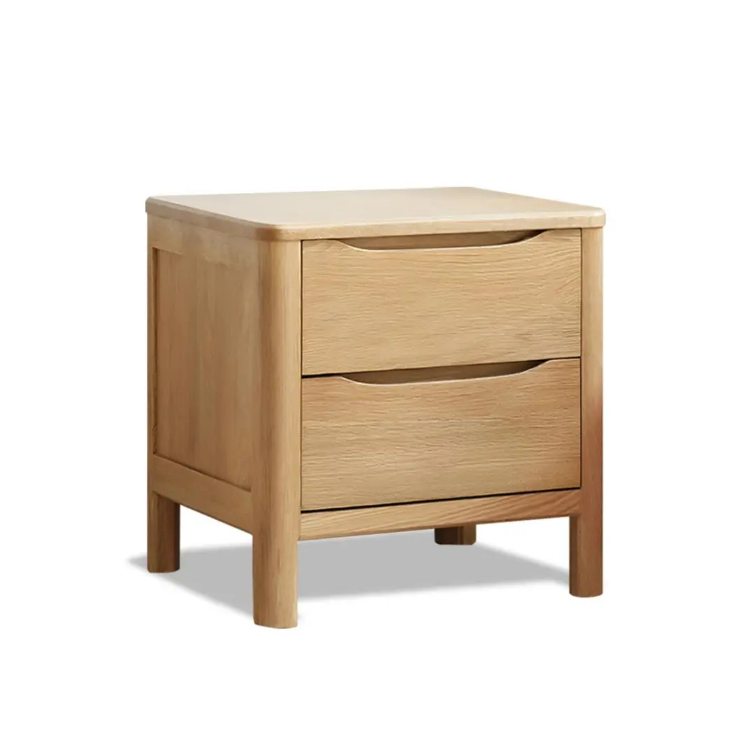 Bedside Table 2 Drawers Side Table Nightstand Storage Solid Oak Wood - Furniture