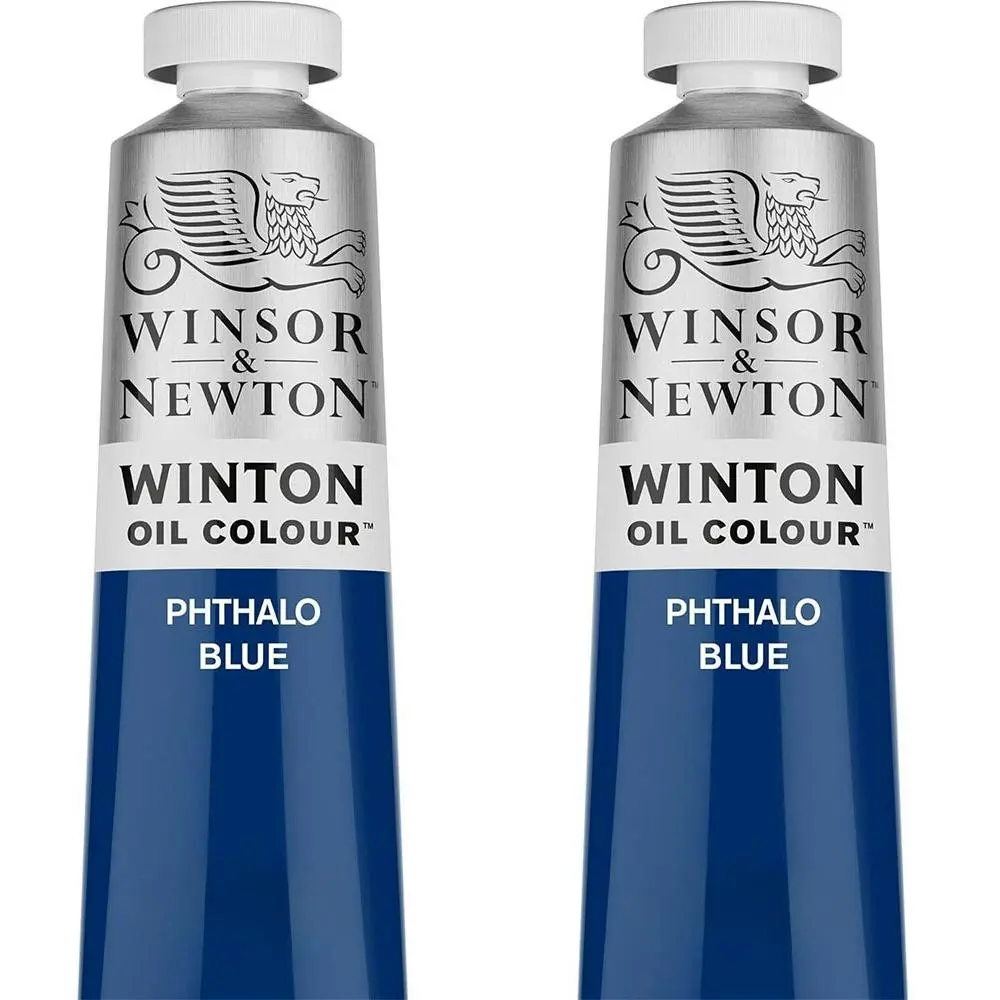 2x Winsor & Newton 200ml Winton Oil Colour Paint Artist/Craft Phthalo Blue - Hobbies