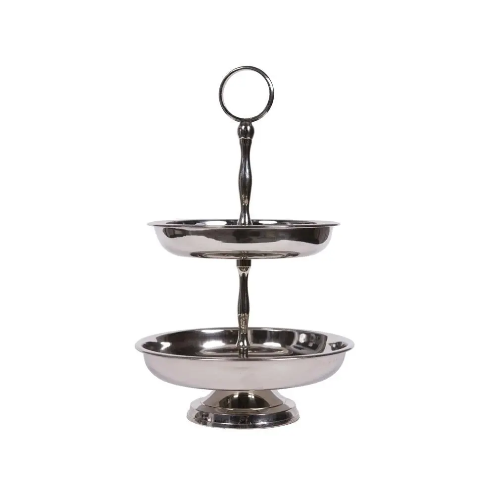 SSH Collection Kate 27cm Tall 2 Tier Cake Stand - Polished Steel