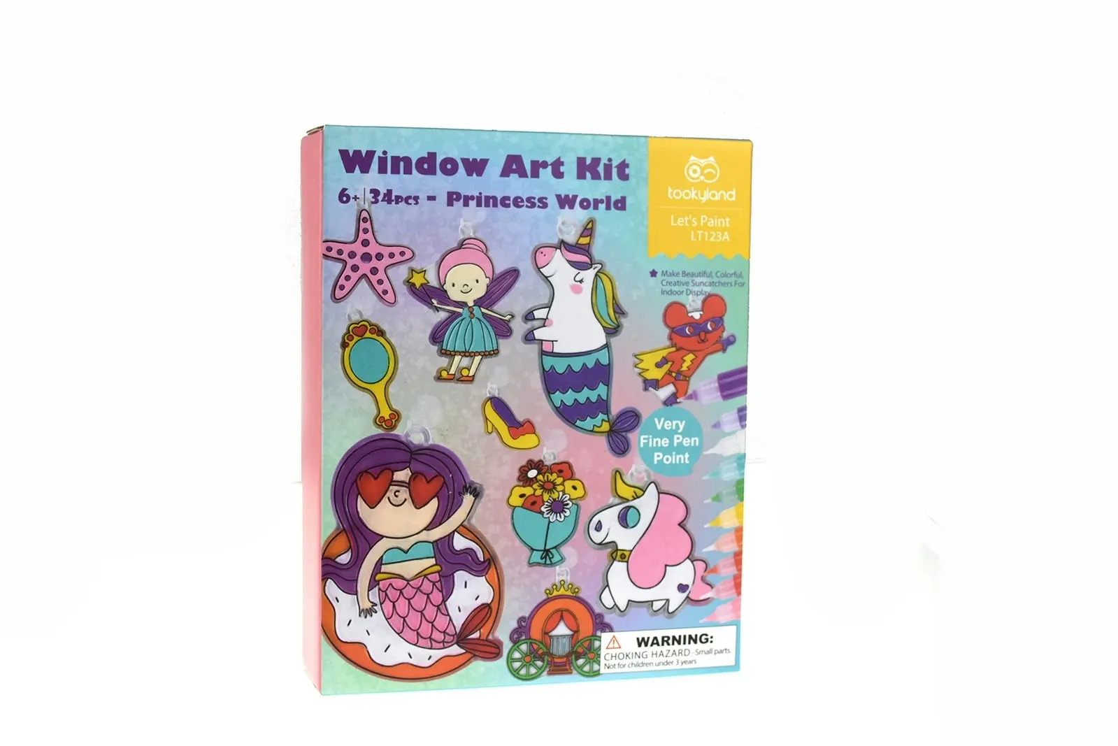 34pc Tookyland Window Art Princess World Craft Kit Kids Activity Fun Play Toy 5+ - Hobbies