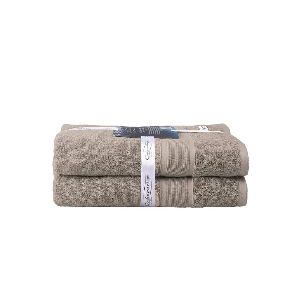 2PK Ultimate Alanya Turkish Cotton Bath Towel 550Gsm Highly Absorbant Almond - Home & Garden