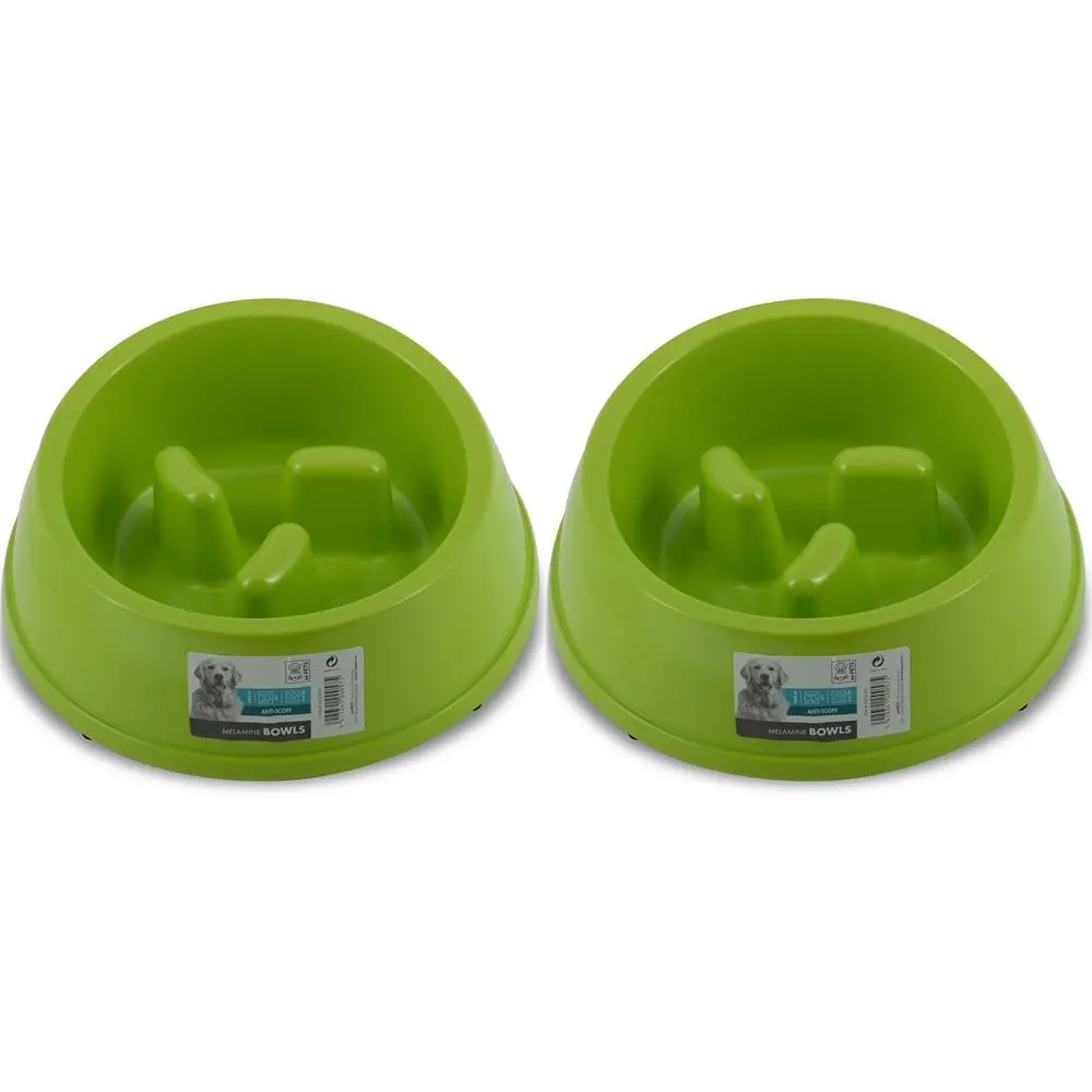 2x M-Pets 1400ml Melamine Bowl High Back Slow Down Cat/Kitten Pet Feeder Dish