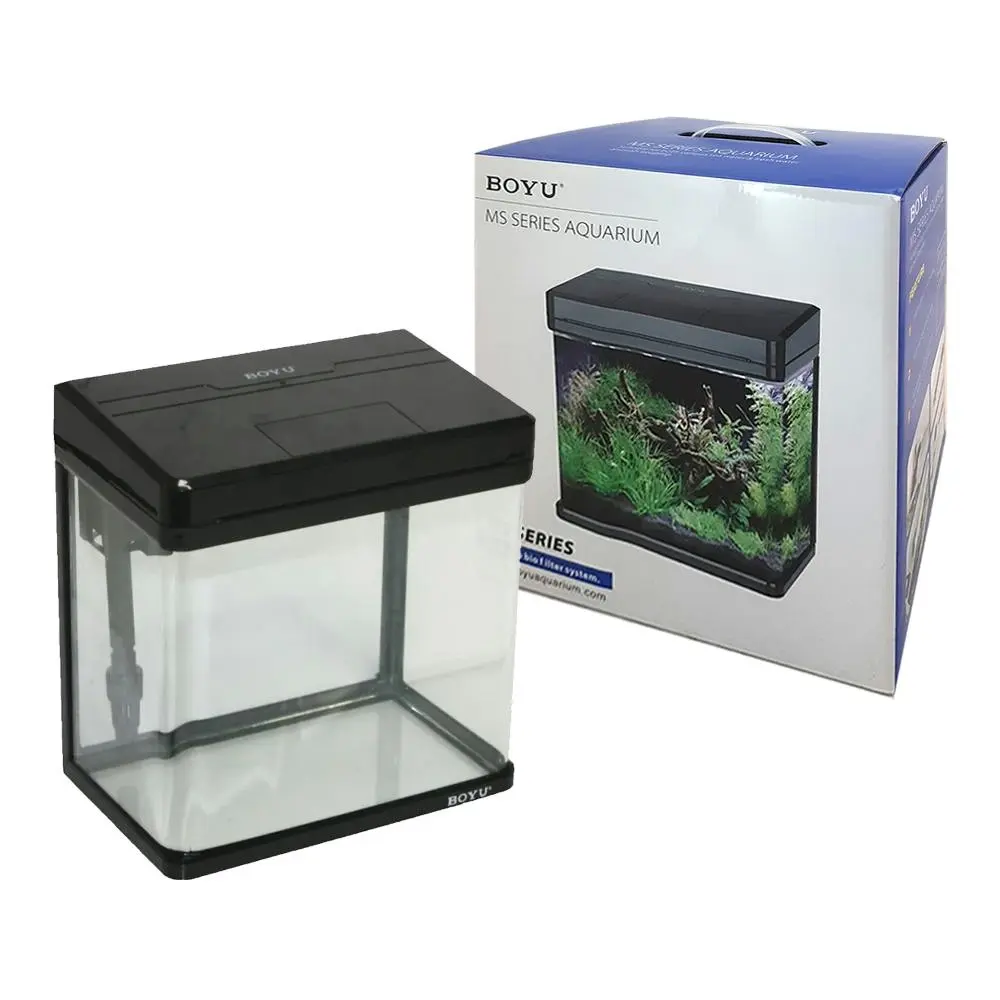 Boyu MS-220 All In One Curved Plastic Aquarium Fish Tank Filter/LED 8L Black