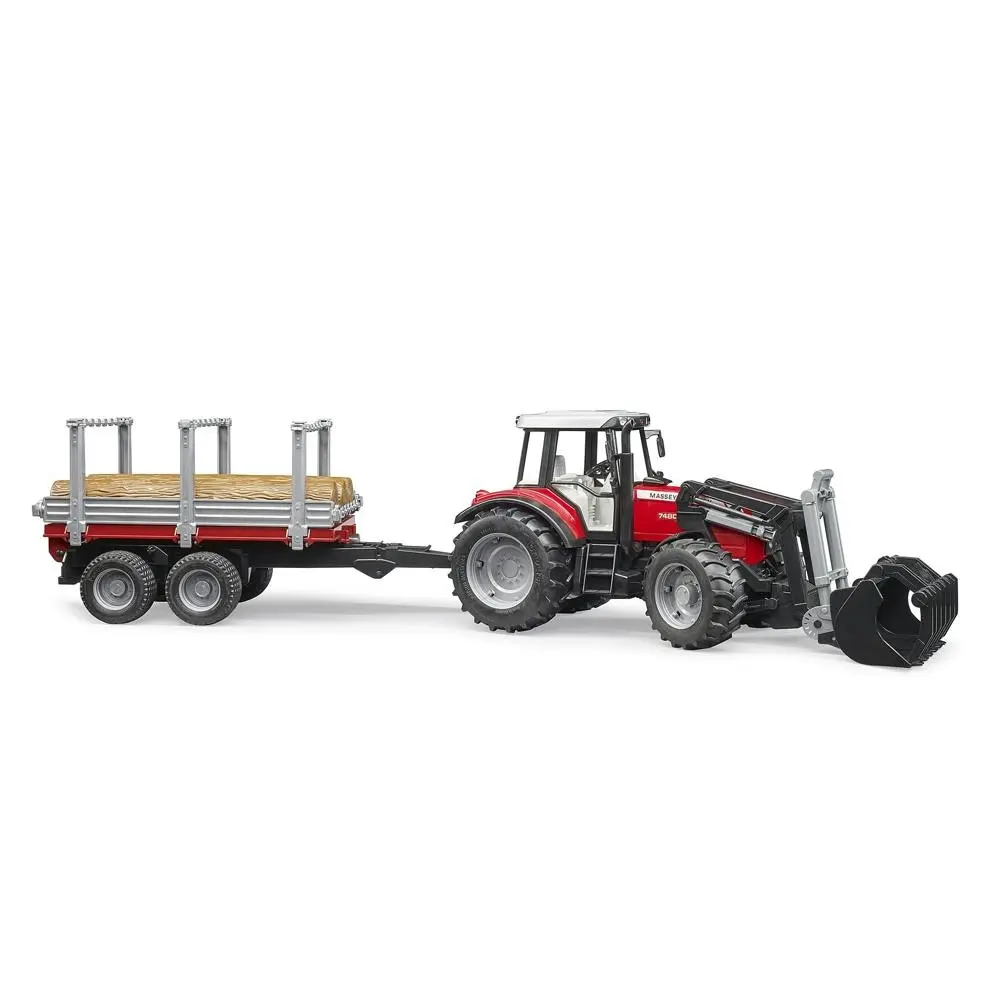 Bruder 1:16 Massey Ferguson 7480 w/ Front Loader & Timber Trailer Kids 3y+ Toy - Toys & Games