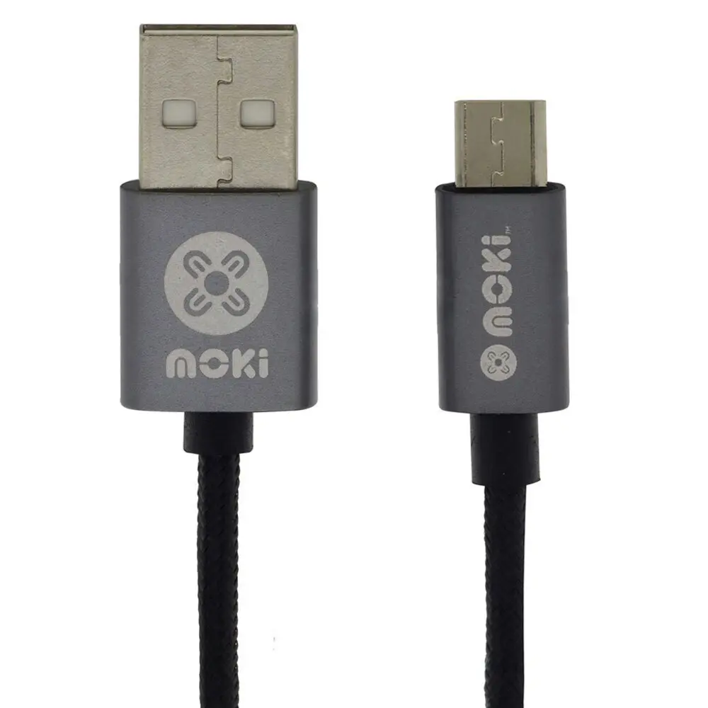 Moki 90cm Braided MicroUSB to USB Aluminium Case Sync/Charge Cable f/ Android/PC - Electronics