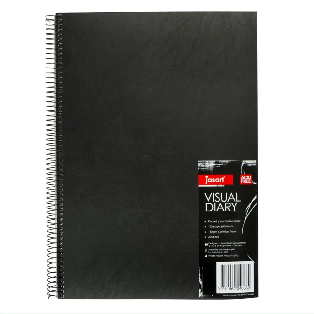 Jasart 120 Page A3 Visual Diary 29.7x42cm Notebook Journal Stationery Black - Office
