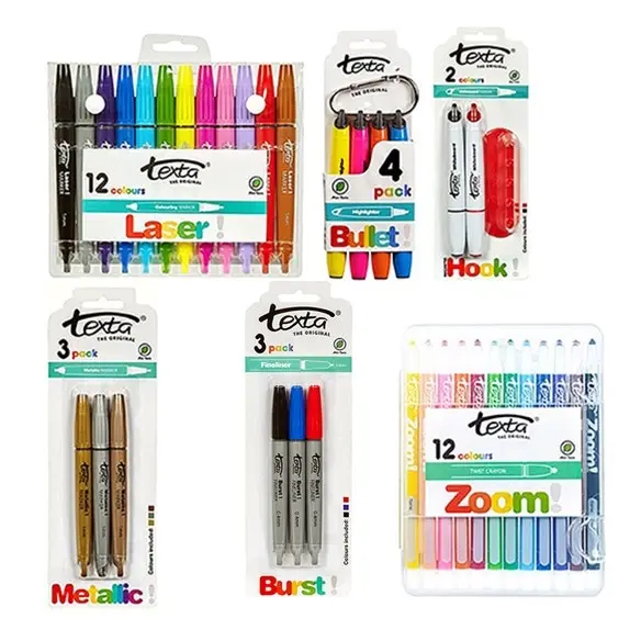 Texta Kids Craft Showbag w/Crayons/Metallic Markers/Fine Line Pens/Highlighters - Hobbies