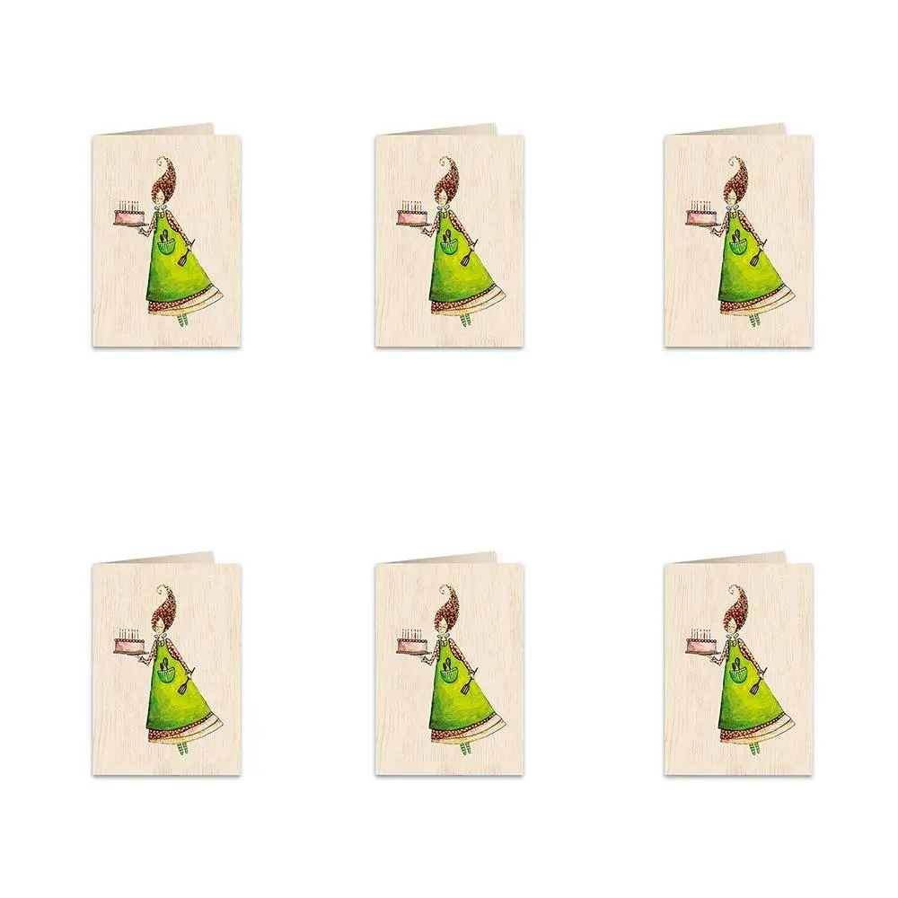 6x Cozywood Wooden Greeting Card 11x16cm Stationary w/ Envelope Sweet Wishes - Hobbies