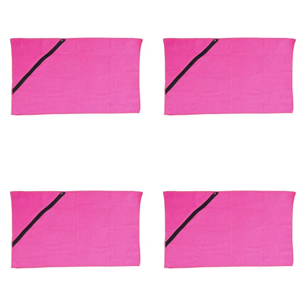 4x Annabel Trends Waffle Sports Gym Towel w/ Zip Pocket 75cm Absorbent Hot Pink - Home & Garden