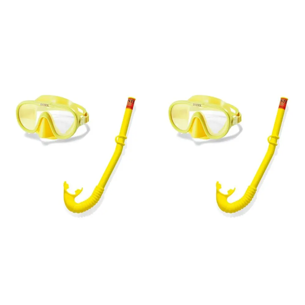 2x Intex Aqua Flow Play Adventurer Swim Snorkeling Snorkel/Goggles Kids 8y+ YL - Sports & Outdoor