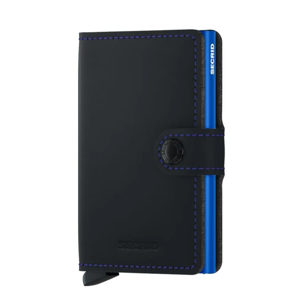 Secrid Miniwallet Matte Black & Blue - Fashion