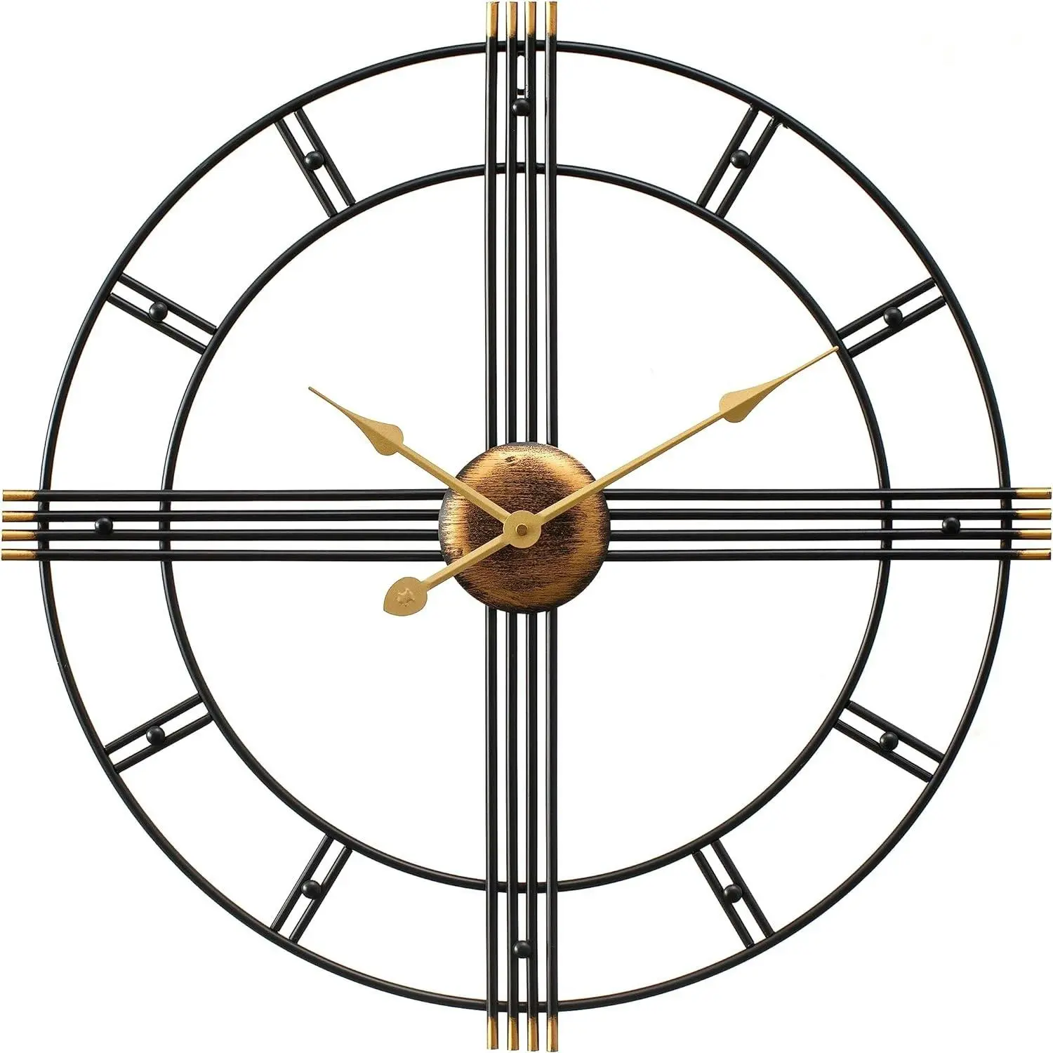 Large Wall Clock Silent Decor Kitchen Modern Black 45cm - Home & Garden