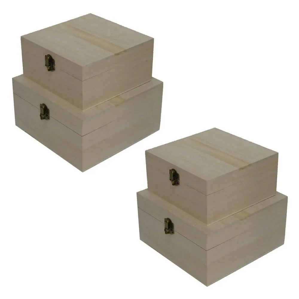 2x 2pc Boyle Craftwood LRG/Small Square Storage Box w/ Catch Organiser/Container - Home & Garden