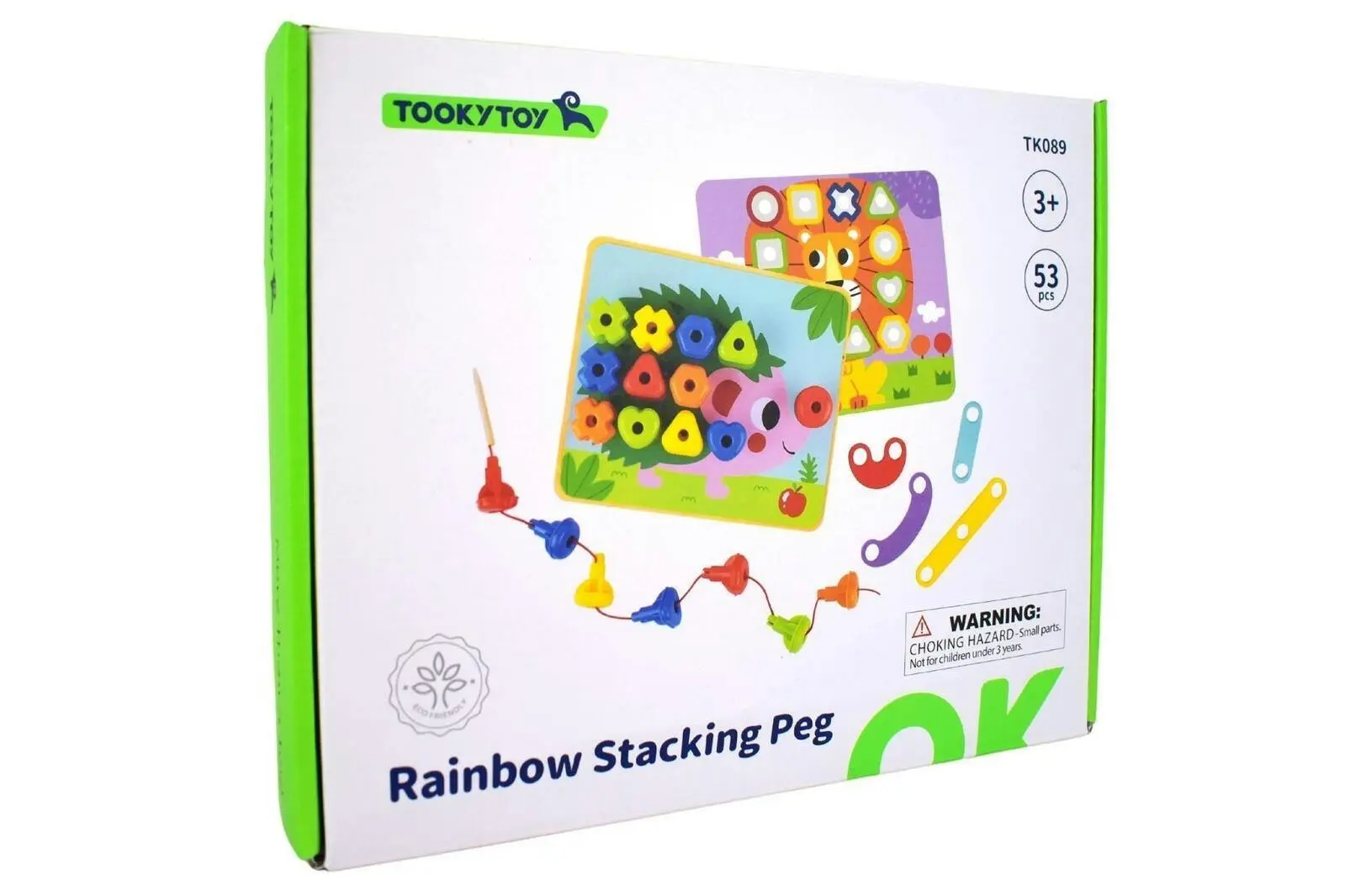 53pc Tooky Toy Rainbow Stacking Pegs Kids Educational Game 3+ - Toys & Games