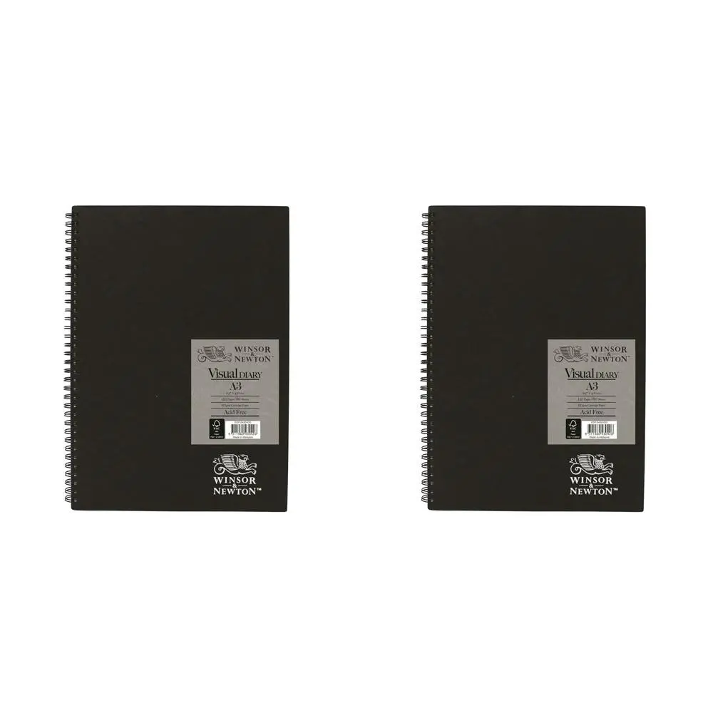 2x Winsor And Newton Wire Bound Visual Diary 60 Sheets 110gsm A3 FSC MIX CREDIT - Office