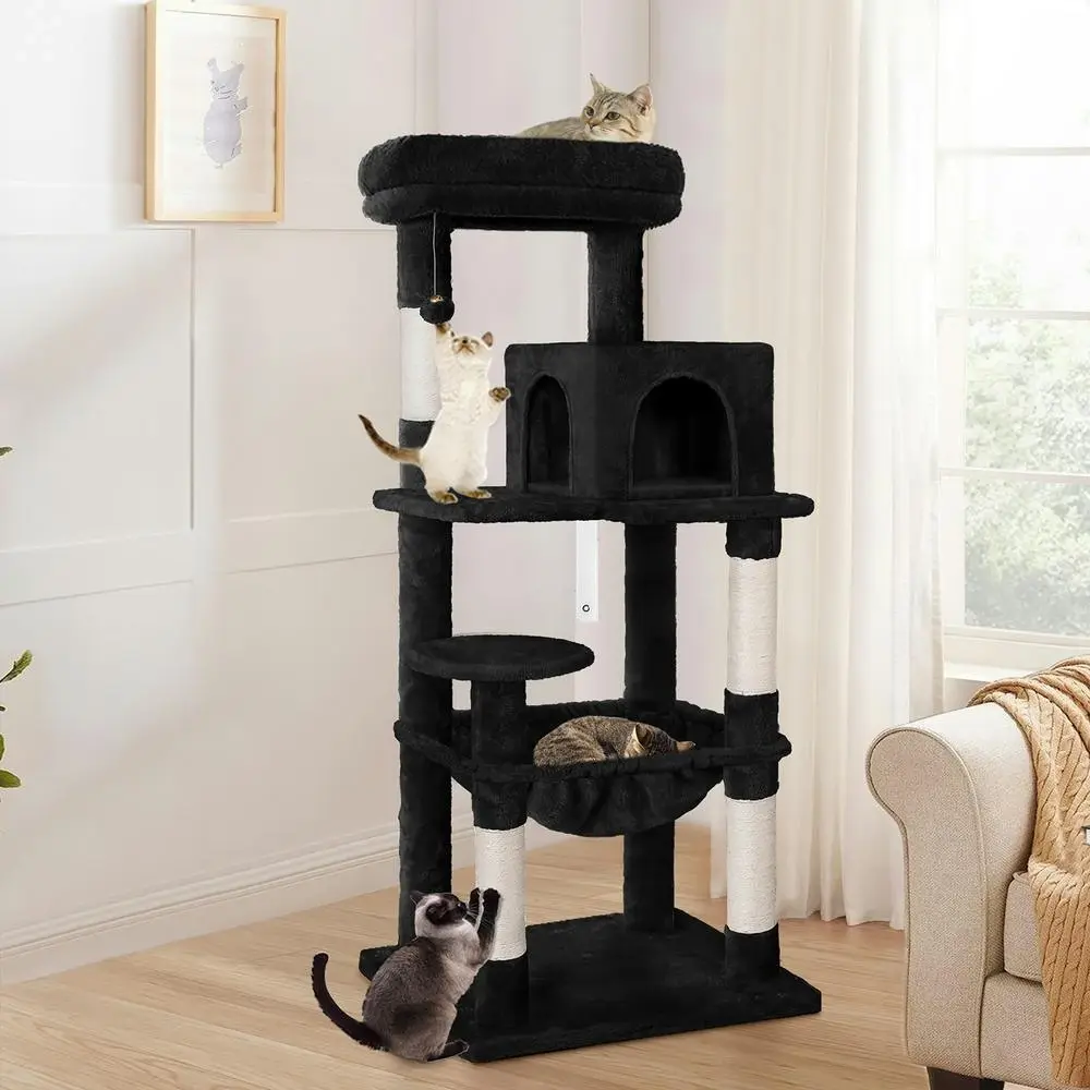 BEASTIE Cat Tree Scratching Post Scratcher Tower Condo House Furniture Wood 143 Black - Pets