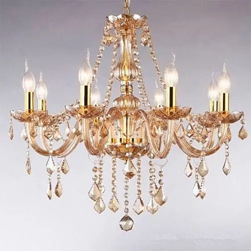 Amber Silver Chandelier with Eight Radiant Heads - Home & Garden