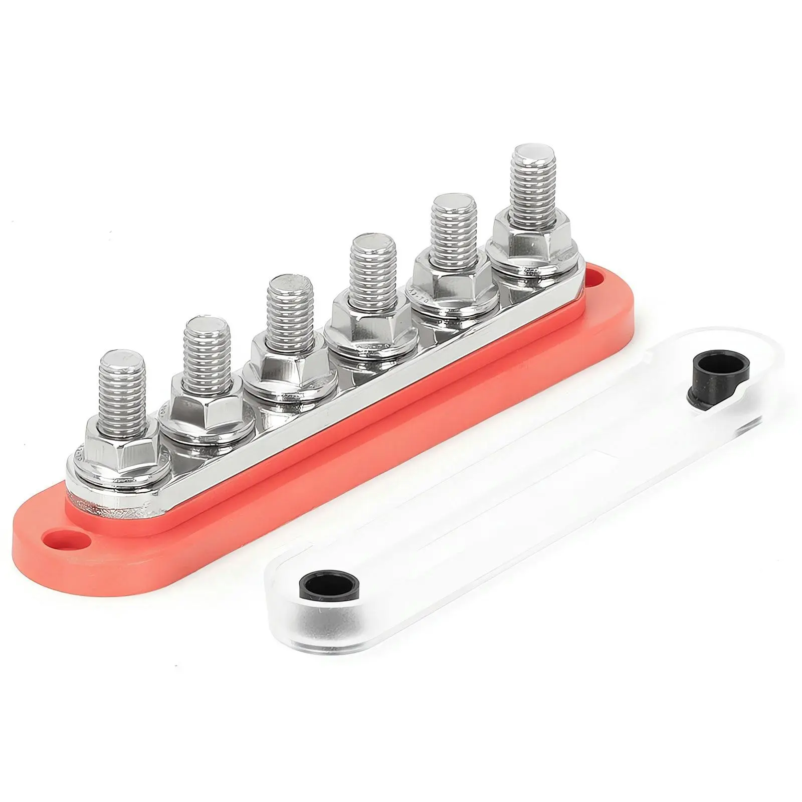 VoltX 6 GANG 300A M8 12V Power Distribution Block Bus Bar Terminal Red - Automotive