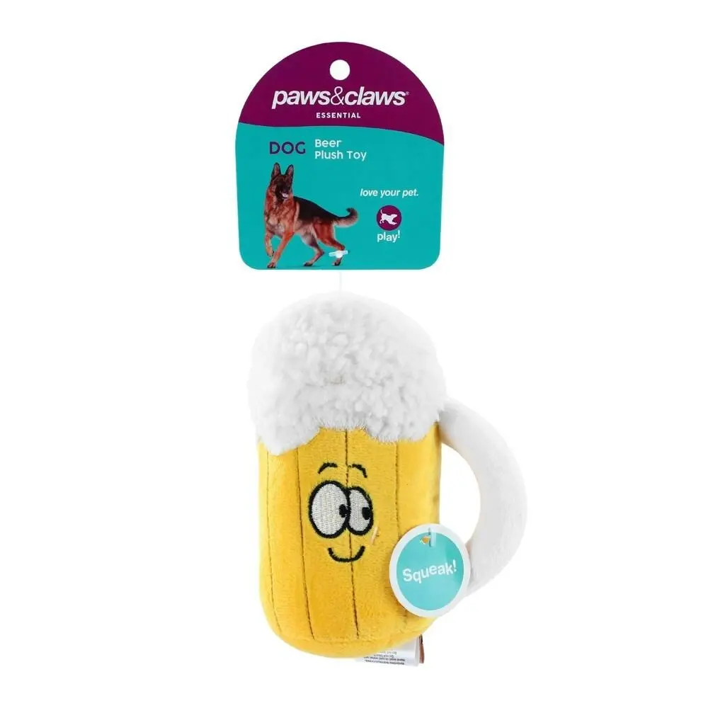 Paws & Claws 14cm Beer Mug Plush Stuffed Toy w/ Squeaker for Pet Dog/Puppy YL - Pets