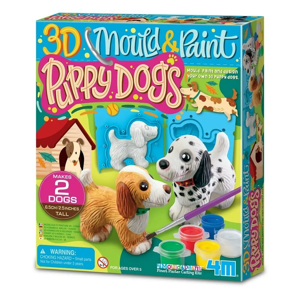 4M Mould & Paint 3D Puppy Dogs Kids Art/Craft Colouring Fun Play Activity 5y+ - Hobbies