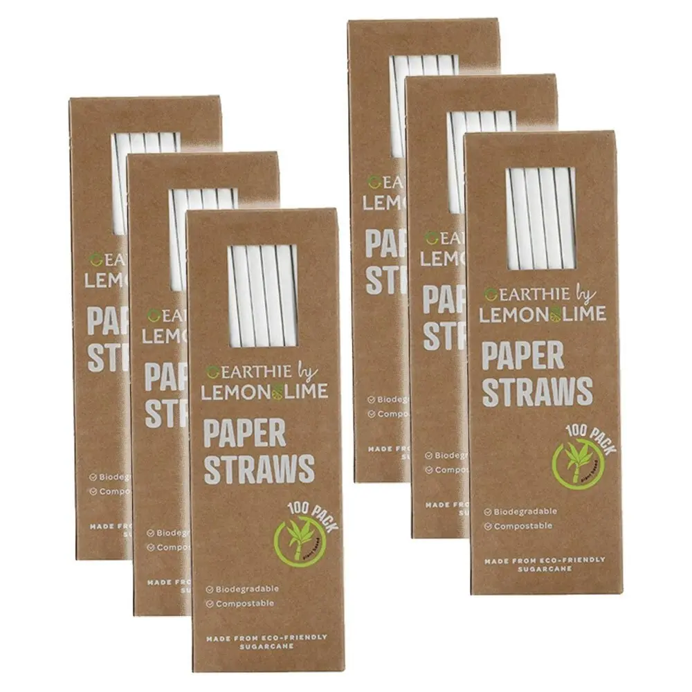 600x Lemon & Lime 20cm Paper Straws White Drinks/Drinking/Party Eco Friendly - Hobbies
