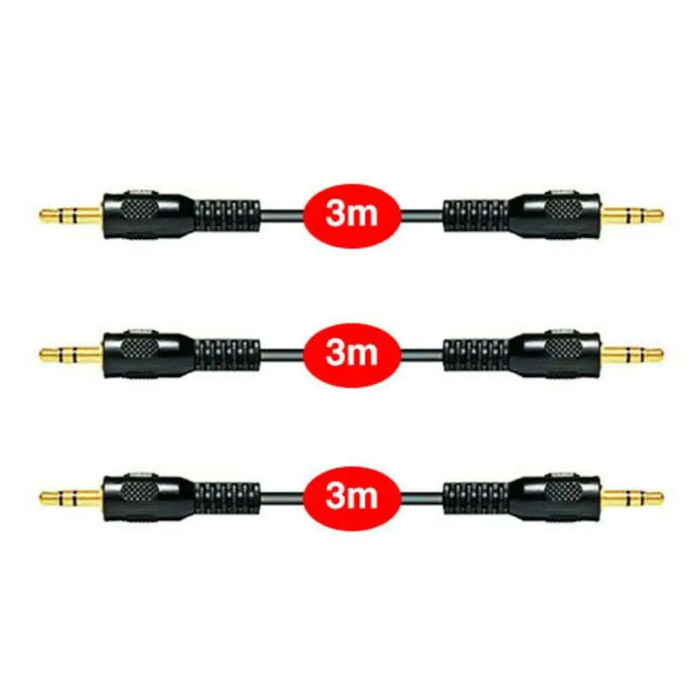 3pc Sansai 3m Stereo AUX/Cable Audio 3.5mm Male to Male/Auxiliary Cord/Extension - Electronics