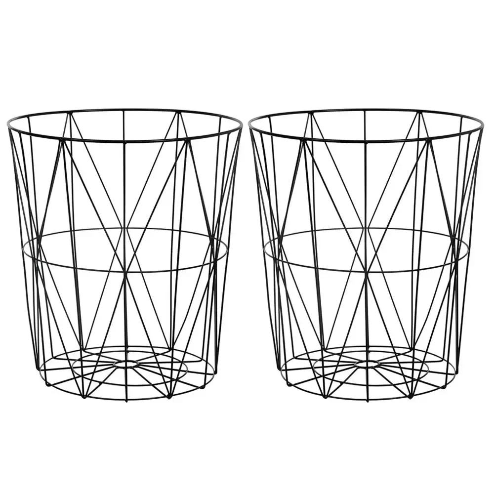 2x Boxsweden Toska Metal Wire 39x43cm Toys/Cushions Storage Basket/Holder Black - Home & Garden