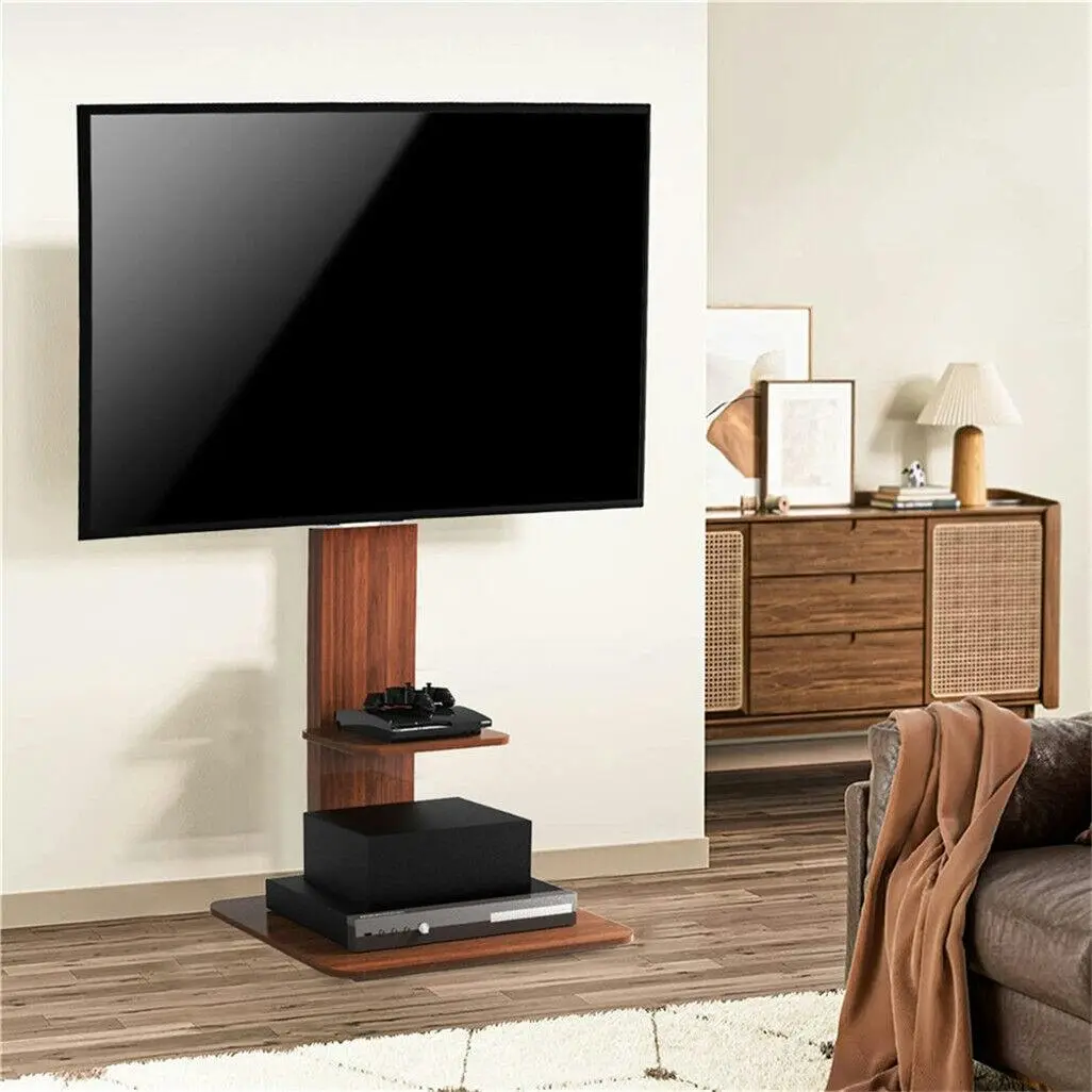 Ergonomic Floor TV Stand with Open Shelf (32-60")