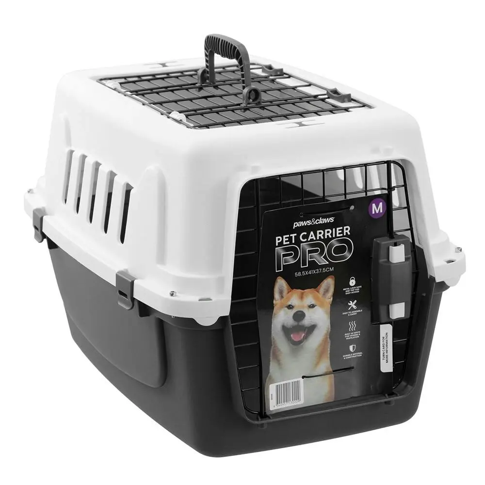 Paws & Claws 58.5cm Pet Dog Carrier Travel Kennel Crate w/ Metal Door Medium - Pets