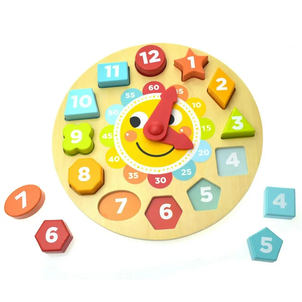 13pc Tooky Toy Wooden Clock Puzzle Fun Educational/Learning 3y+ Kids/Toddler - Toys & Games