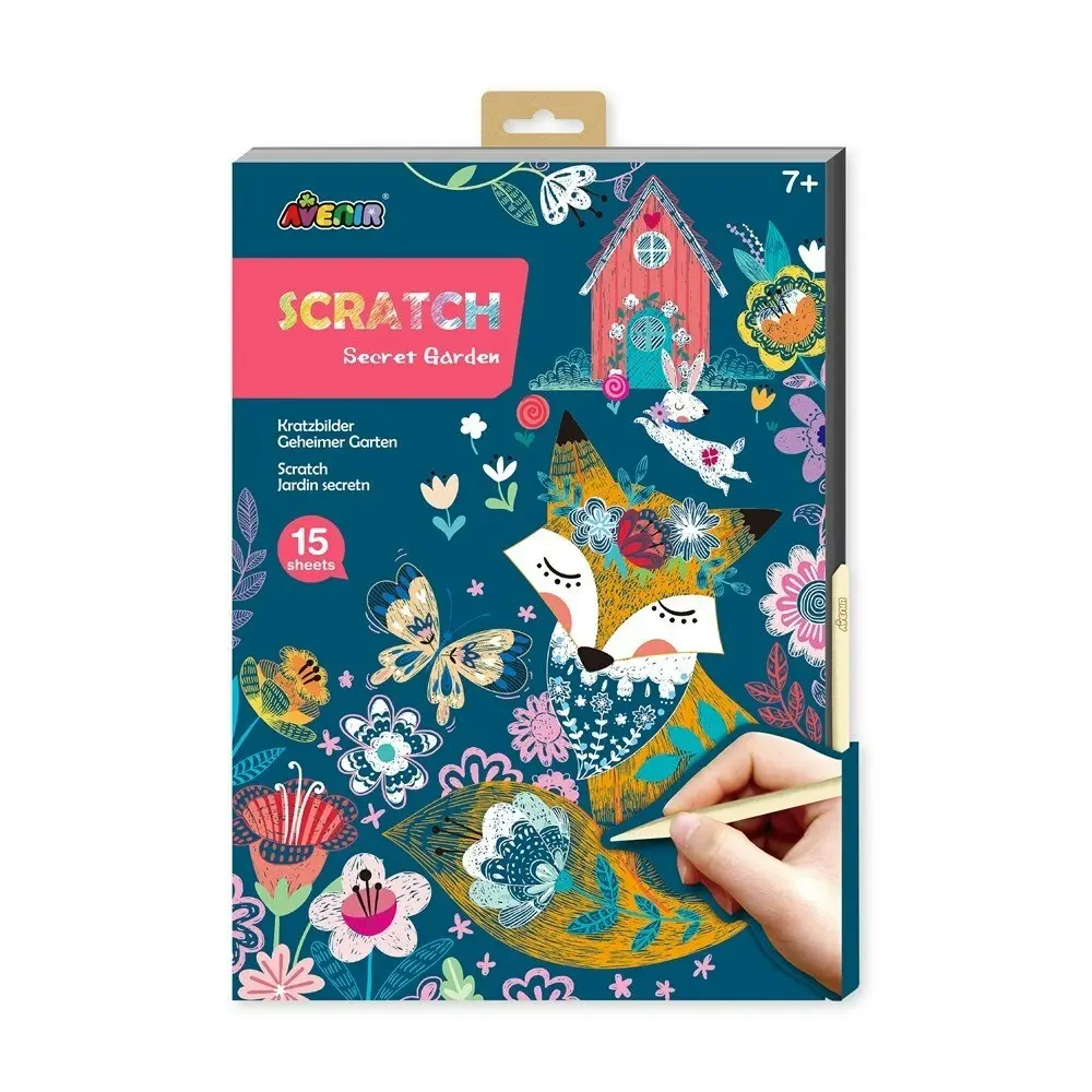Avenir A4 Scratch Book Secret Garden Educational Art/Craft Activity Kit 7y+ - Hobbies