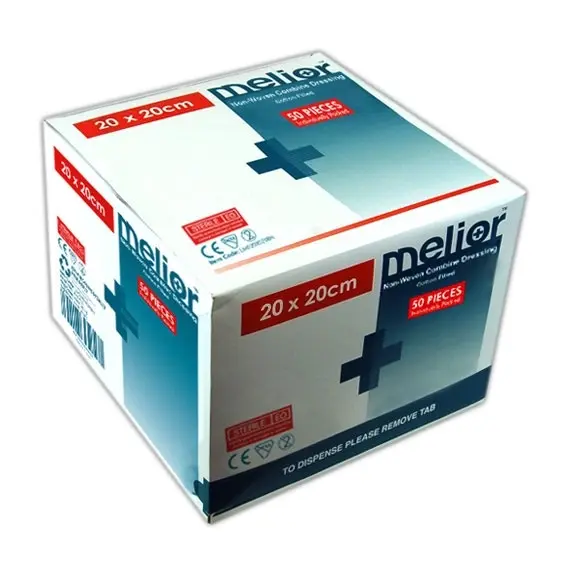 Melior Combine Dressing Pads 20 x 20 cm Nonwoven Cotton Filled Sterile 50 Box - Health