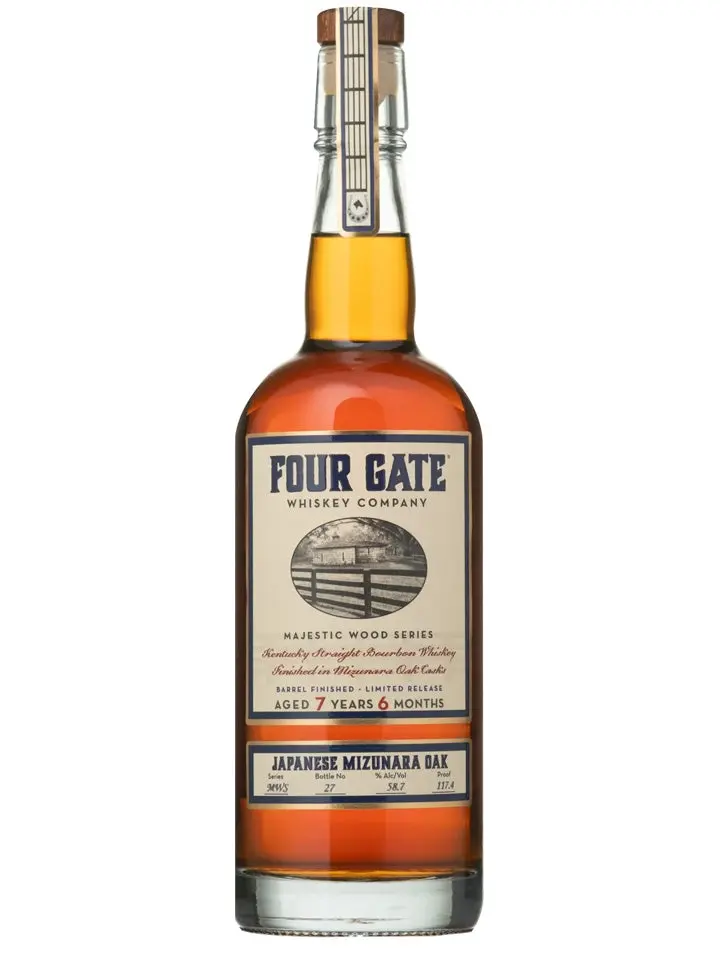 Four Gate Majestic Wood Series Japanese Mizunara Oak Limited Release Barrel Proof Kentucky Straight Bourbon Whiskey 750ml - Alcohol
