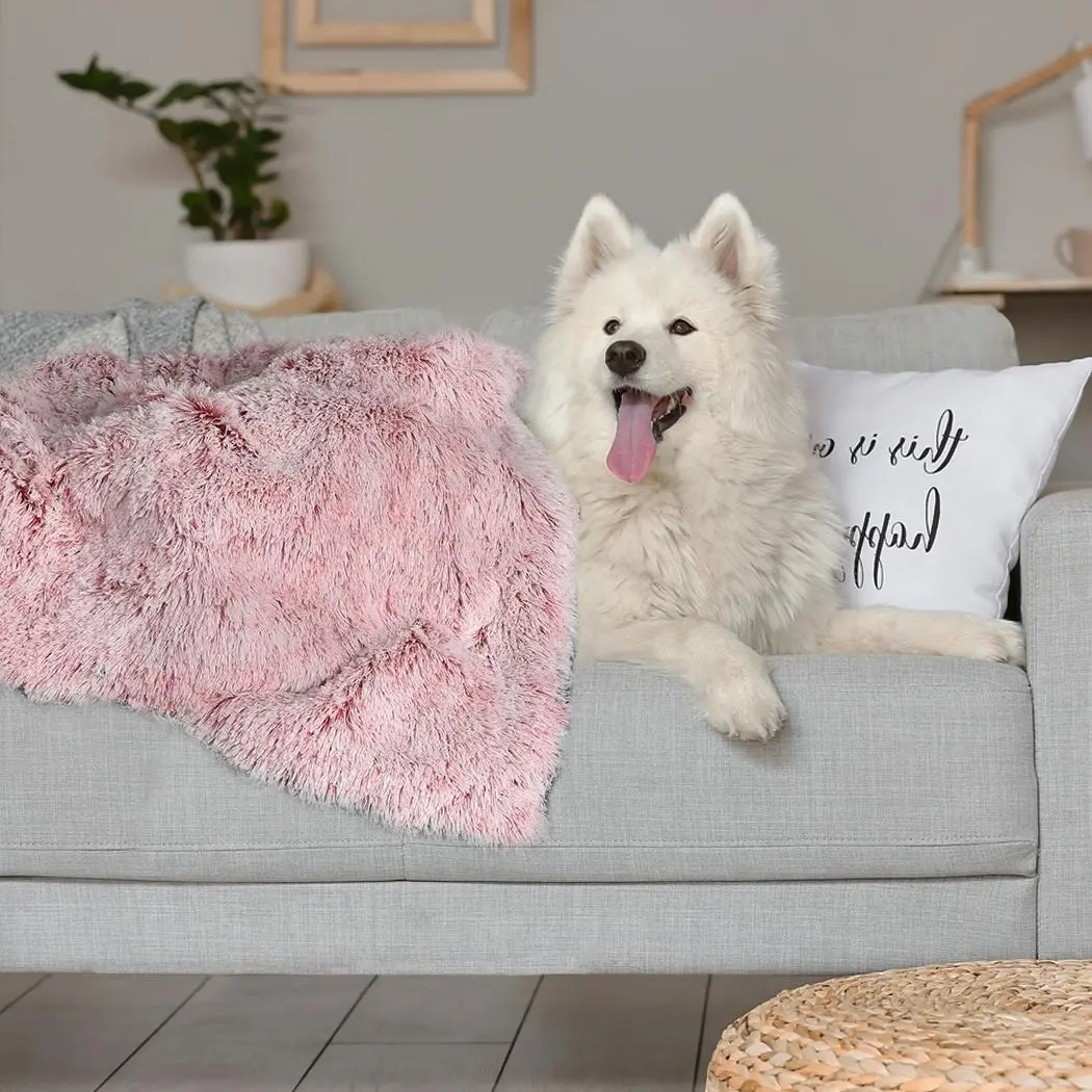 Pawz Dog Blanket Pet Cat Mat Puppy Warm Soft Plush Washable Reusable Large Pink - Pets