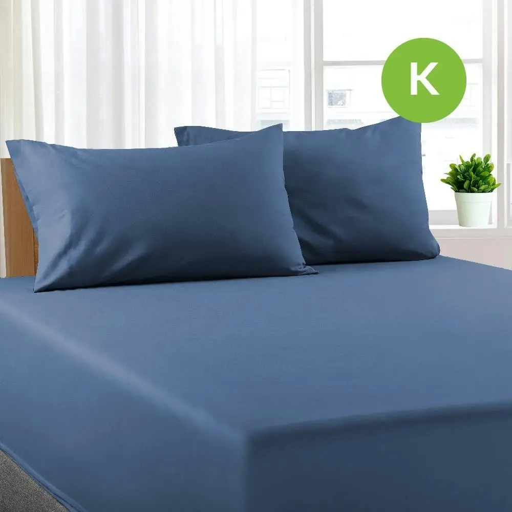 King Size Ocean Color Poly Cotton Fitted Sheet + Pillowcase - Home & Garden