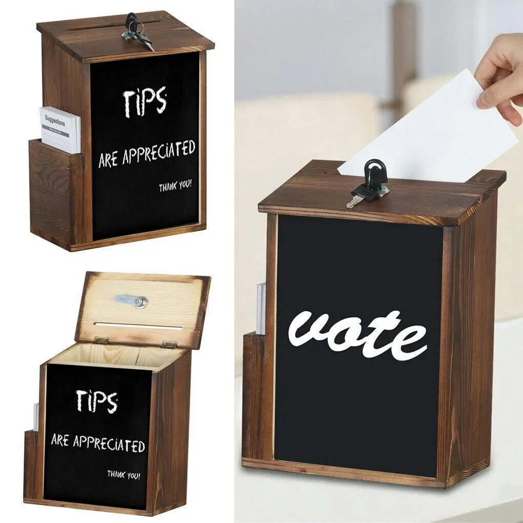 Freestanding Chalkboard Mailbox with Rustic Wood Suggestion Box - Home & Garden