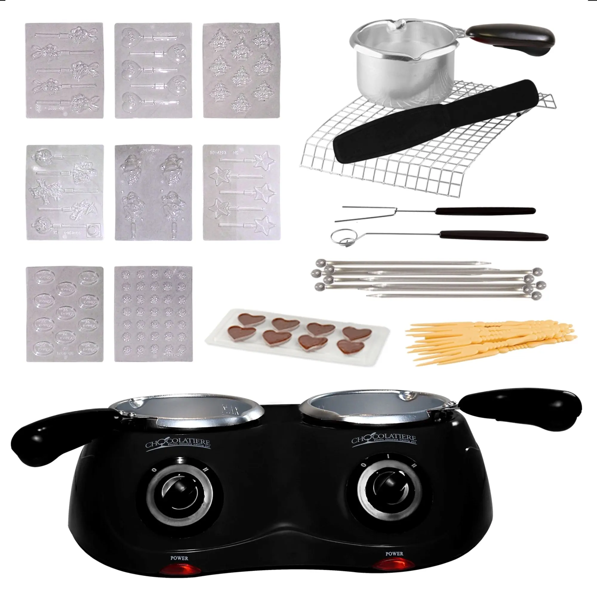 Total Chef Deluxe Chocolatiere Dual Chocolate Melter, 500g Black - Home & Garden