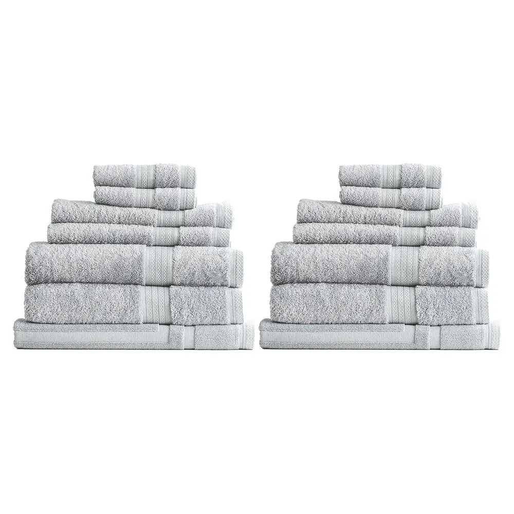 14pc Renee Taylor Stella 650GSM Bamboo Cotton Bath/Hand/Face Towel Set Silver - Home & Garden