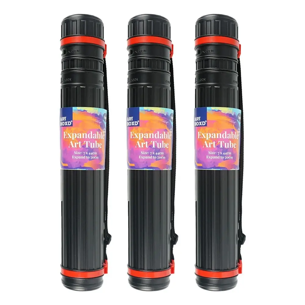 3x Art Boxd 44.5cm Expandable Poster/Art Storage Tube Painting Paper Holder BLK - Hobbies