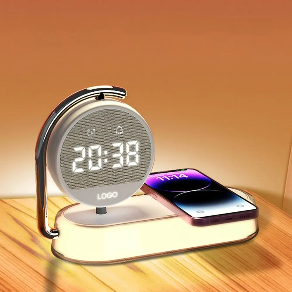 Multifunctional Desktop Digital Clock Alarm Clock Wireless Charging Night Light - Electronics