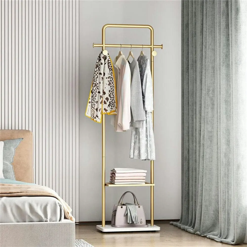 Fin Modern Chic Gold Clothes Rail Corner Coat Rack Stand Handbag Tie Towels Rod Tree - Home & Garden