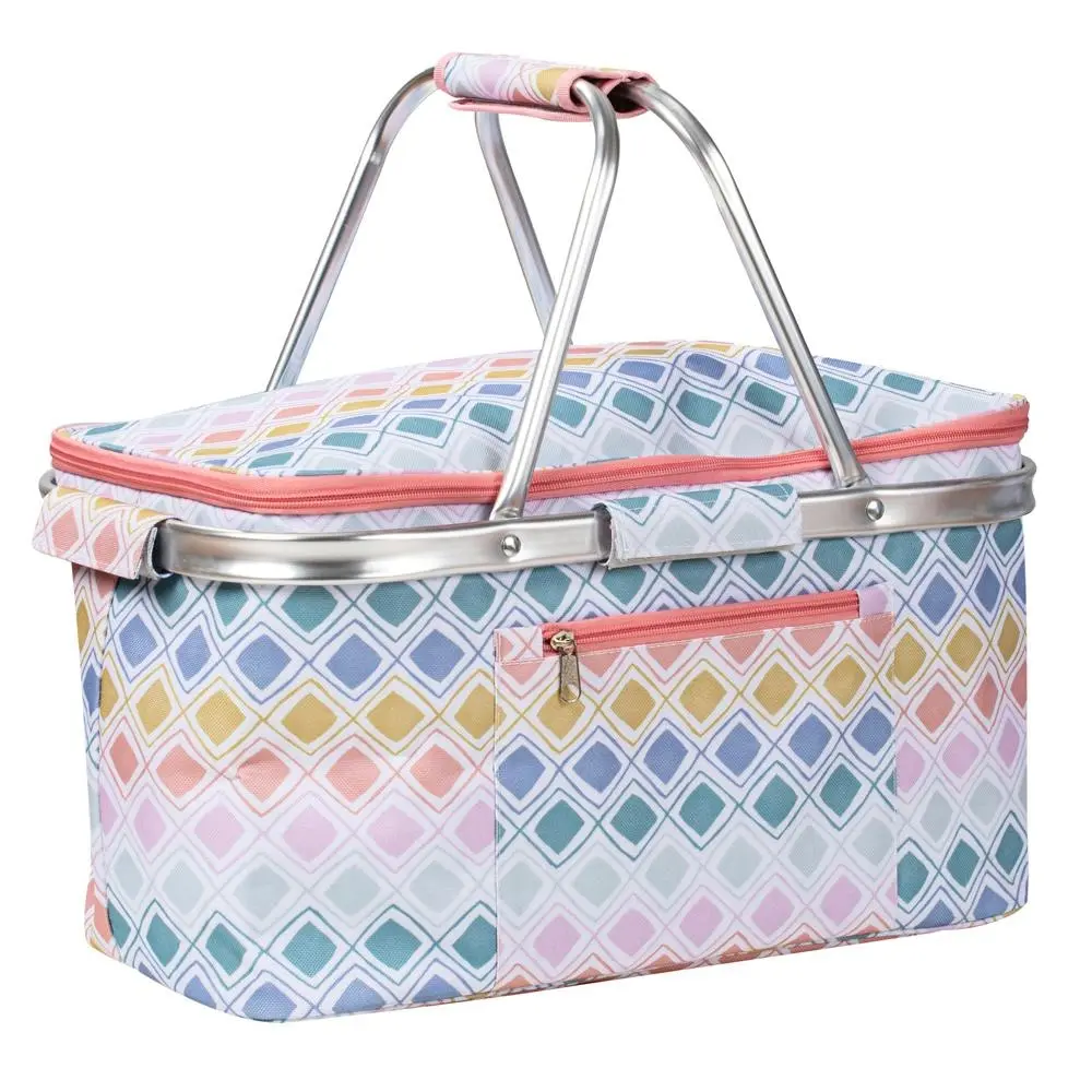 PORTA Oceana Beach Vibes Picnic 46cm Basket Camping Outdoor Insulated Storage - Home & Garden