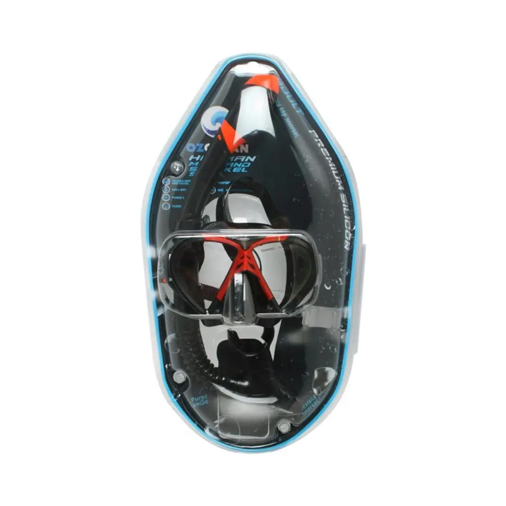 2pc Oz Ocean Hayman Adults Swimming Beach Goggles Mask & Snorkel Set Red/Black - Sports & Outdoor